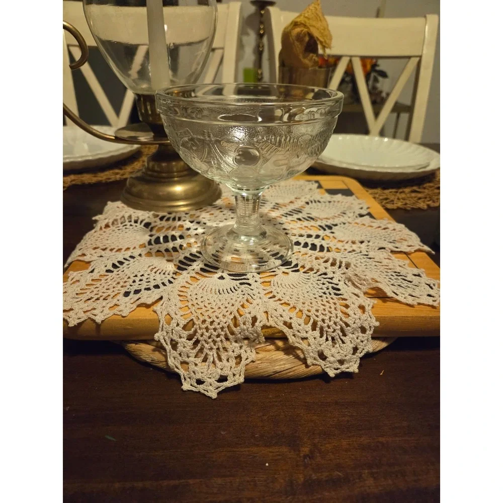vintage pressed glass bowl featuring a distinctive 
